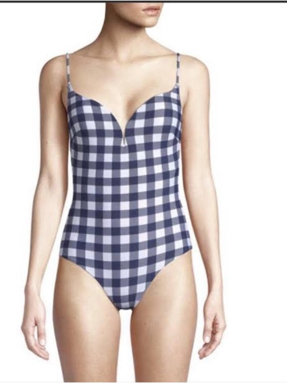 Onia Gloria One-Piece Swimsuit Classic Navy & White Gingham Adjustable Straps